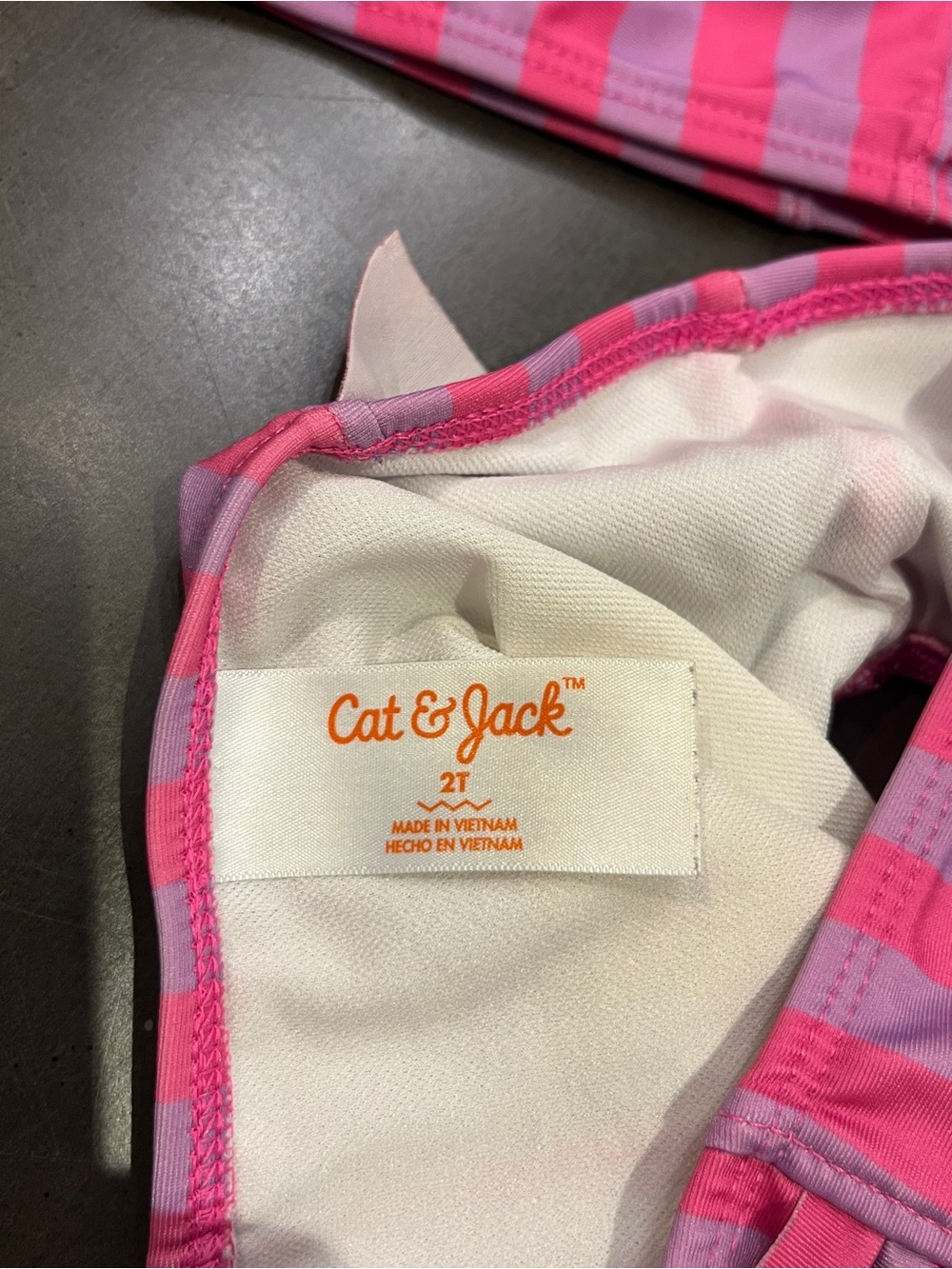 Cat & Jack Pink Striped Ruffle Two-Piece Swim Set - Picture 6 of 6